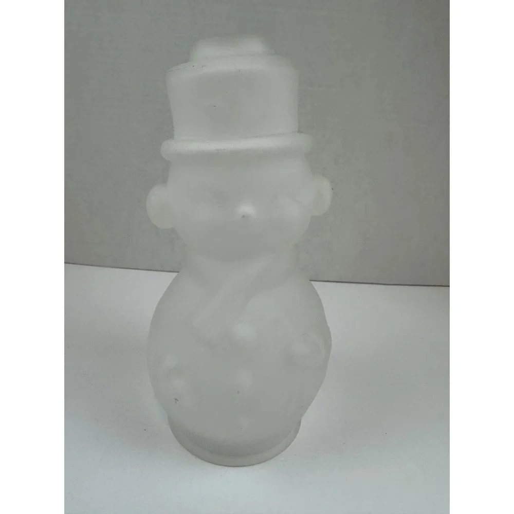 VTG Rare Mosser Satin Frosted White Glass Snowman Fairy Lamp Top #186-CS 1978